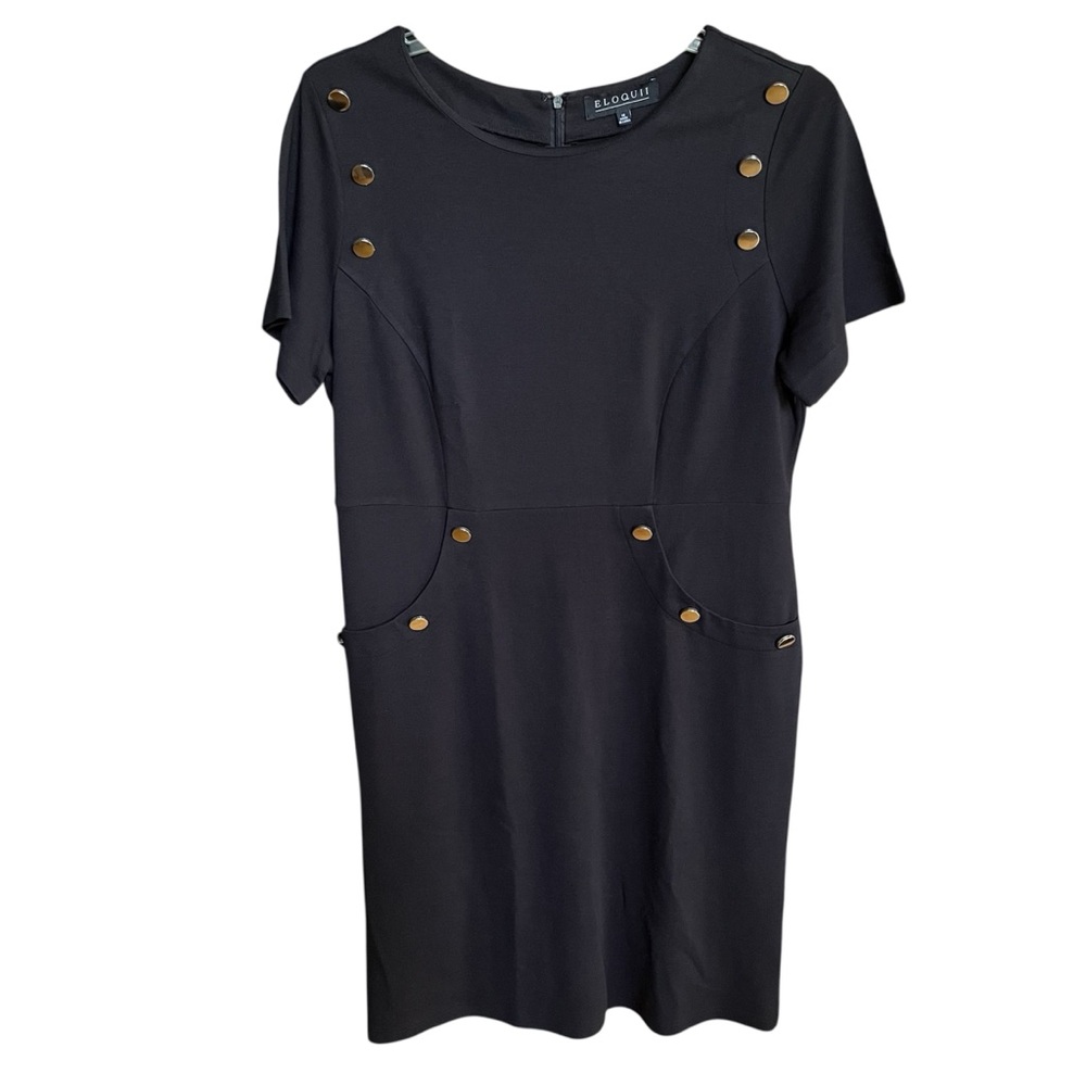 Eloquii Black Midi Dress With Silver Button Accents Women’s Size 16